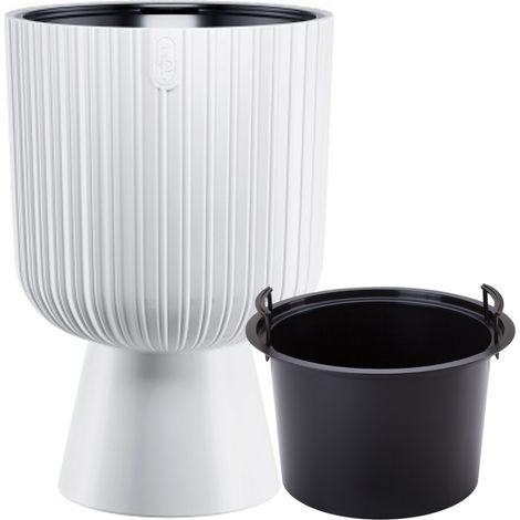 Pot de fleurs rond sur pied Keli Mika 30  Blanc