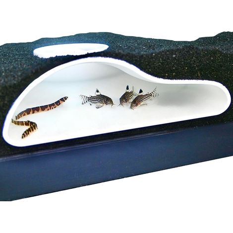 Grotte de tunnel souterrain d'aquarium avec forme courbée naturelle, tunnel de cachette sous gravier visible, décoration de réservoir pour poissons-chats, loches et crevettes, accessoire de paysage so (1/5)