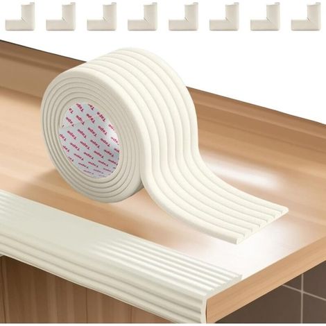 2 Rouleau Mousse Protection des Bords autocollante 200cm x 80mm x 8mm et 8 Protection Coin de Table bébé Mousse Protection Angle Bebe Antichoc Protege pour Enfants Meubles (Blanc) (1/4)