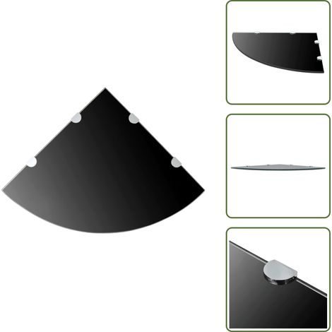 Scaffale Nero - vidaXL Scaffale Angolare con Supporti Cromati Vetro Nero 45x45 cm - Scaffale Galleggiante