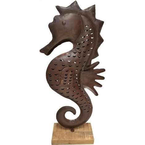 Cavalluccio marino decorativo in latta per stile marinaio, figura artistica ideale per regali e decorazioni per la casa