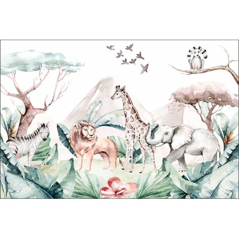 Papel pintado infantil con foto: safari, selva, trópicos, animales salvajes M019 300x200 (1/5)