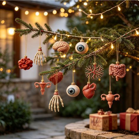 Calendrier de l'Avent Anatomie 2026, 24 décorations suspendues en acrylique 2D représentant des organes humains, ornements de sapin de Noël originaux pour les passionnés de médecine