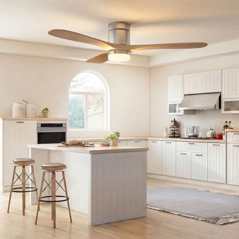 Ventilador de Techo con Luz, Ventilador de Techo, Regulable, 132cm, 3 Aspas de Madera, 6 Velocidades, para Cocina, Dormitorio, Sala de Estar (1/5)