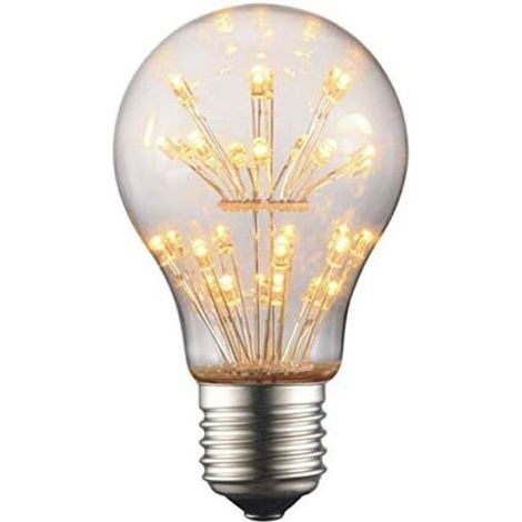 A60 3W LED Ampoule de Filament Forme classique sphérique,220V E27 Culot, Blanc Chaud 2200K, Angle de Faisceau 360°, Equivalent à 30 Watt,Surface imprimée aspect starry (A60) (1/5)