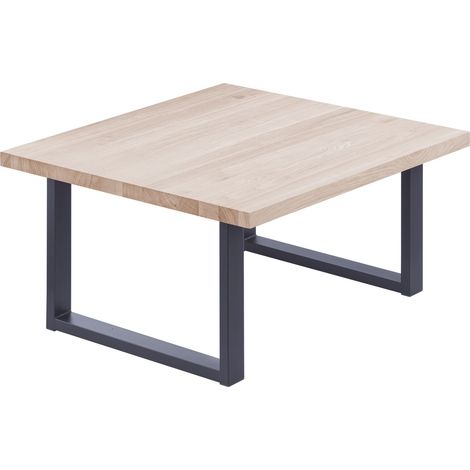 LAMO Manufaktur Esstisch Küchentisch, 60x60x47 cm (AxBxH), Loft, Roh / Anthrazit, LKG-01-A-001-7016L