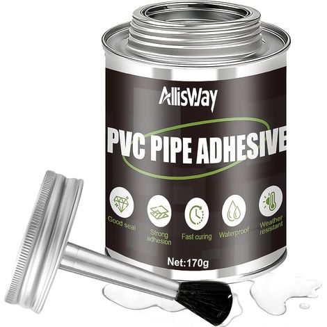 Colle Pvc Plomberie, Pour le collage de Tuyaux, Avec Petit Pinceau, 170 g (1/5)