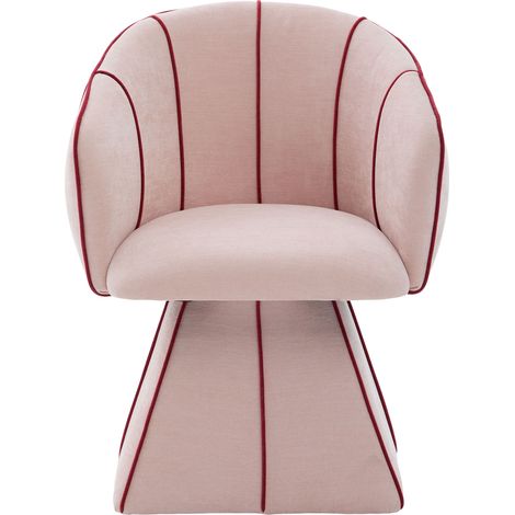 Fauteuil pivotant en chenille rose – dossier haut, ergonomique, assise confortable – pour salon, chambre ou bureau (1/5)