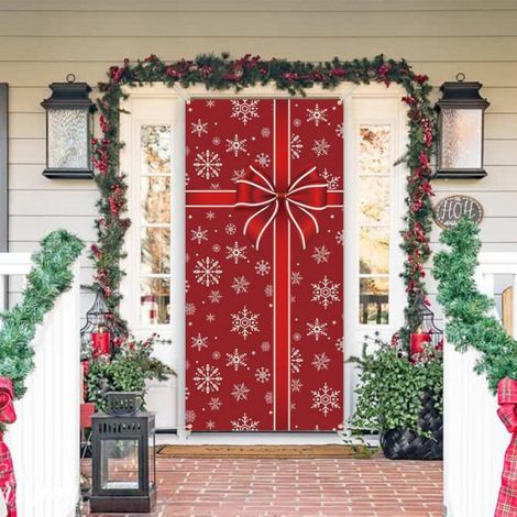 Bannière de Porte de Noël, Décoration Avec Grands Nœuds 3D et Flocon de Neige à Suspendre Pour Fête d'Hiver, Nouvel An, Intérieur (1/5)