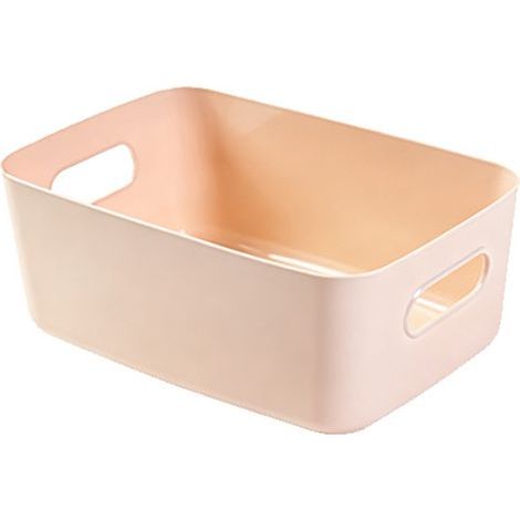 Panier de rangement pour bureau PP, boîte de rangement de cosmétiques, organisateur d'articles divers de bureau avec poignée pour la maison, grand abricot (1/5)