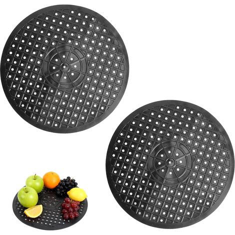 Tapis d’évier Rond 2 pièces – Tapis d’évier antidérapant en Caoutchouc, Dessous d’évier pour Cuisine, Tapis de Protection pour évier, Ø31cm Noir, Durable et Facile à Nettoyer (1/5)