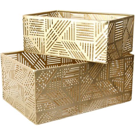 Lot de 2 paniers de rangement 25x17x11 cm en métal (1/3)
