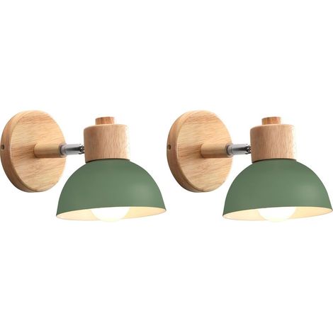 AMXCNOY Applique murale rétro 15 cm en bois et métal avec angle réglable, pour bureau, chambre ou salon, tension 110–240 V, culot E27 (1/5)