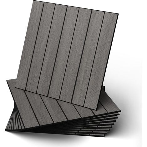 Panneaux Muraux Bois Autocollants 30×30cm, Panneaux Décoratifs PVC Insonorisés, Panneaux Muraux Auto-adhésifs Faciles à Poser pour Salon, Chambre, Cuisine, Lot de 10, Motif Chevron (1/5)