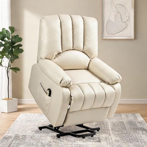 Fauteuil relax beige en microfibre polyester 86 x 92 x 102 cm (1/5)