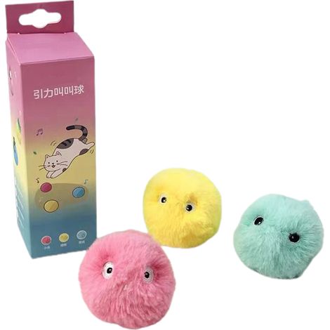 Plüsch-Katzenball mit Katzenminze und realistischen Tiergeräuschen – Weiches und flauschiges interaktives Spielzeug für Katzen (1/5)