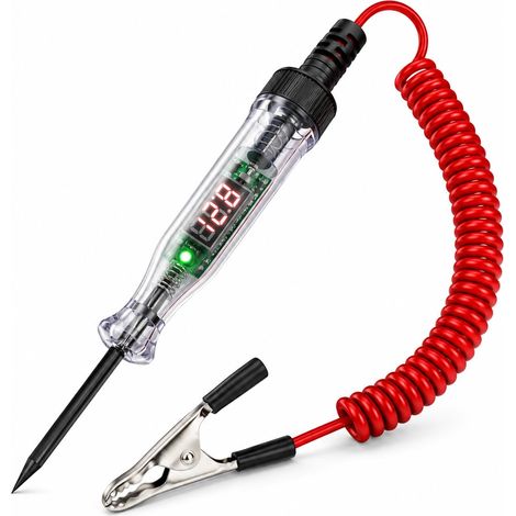 Testeur de Circuit de Automobile 3-120V, Stylo Testeur de Tension LED écran, Pince Crocodile Isolée, Fil Ressort Extensible, Détection Polarité, Vérification Fusibles et Lampes Voiture (1/5)