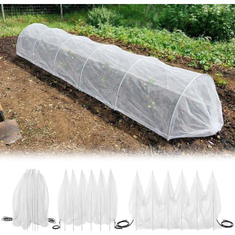 Tunnel de protection pour potager avec arceaux en fil d'acier, filet anti-insectes et anti-oiseaux pour légumes, Composition : 1 pièce, Couleur : blanc (1/5)