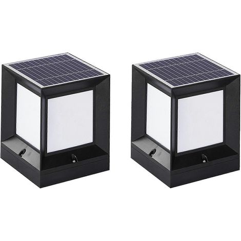 2 lampes solaires LED en forme de colonne, étanches, pour jardin et cour (10 cm). (1/5)