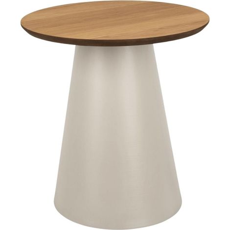 Bout de canapé rond en bois et métal grège D45 - GIROLLE (1/4)