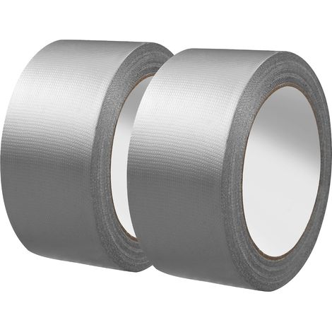 2 pièces Ruban Adhésif Toilé, Ruban adhésif imperméable Robuste, Ruban Adhésif Etanche 48 mm x 18 m pour les réparations, la Fixation, l'étanchéité, l'étiquetage et le Bricolage (Argent) (1/5)