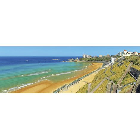 Tableau sur toile côte Basques 45x135 cm - Impression sur Toile Murale Décorative - Image imprimée en HD sur Toile - Toile sur Châssis en Bois FSC - Fabriqué en France (1/4)