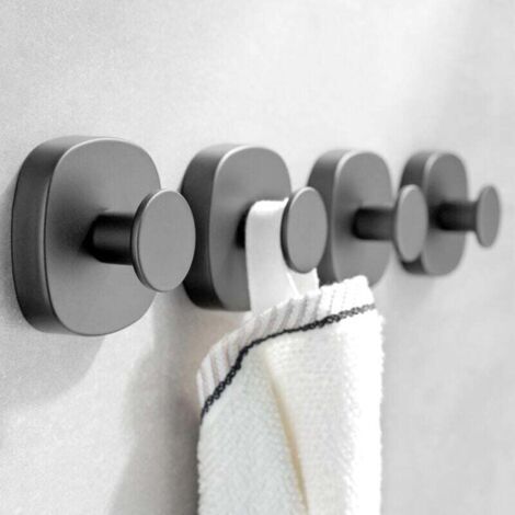 Lot de 4 crochets à ventouse pour douche, crochets de porte robustes en acier inoxydable gris