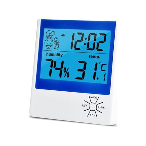 Backlit LCD Thermometer Hygrometer, Indoor Outdoor Digital Weather Station with Clock (1/4)