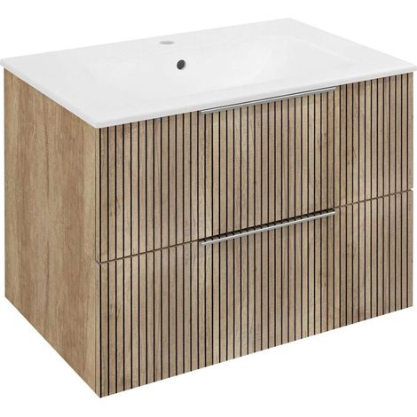 Sapho Cirasa - Mueble para lavabo 70x52x46 cm, 2 cajones, roble Alabama strip CR701-2322