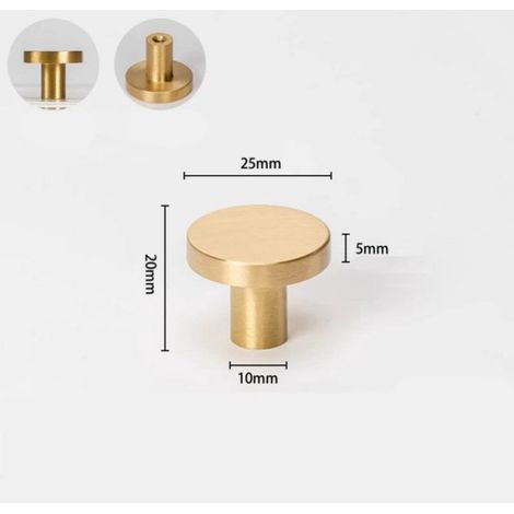 Poignée De Meubles - Laiton - 20 X 25 Mm - Pour Cuisine Armoire Tiroir - Lot De 6 (1/5)