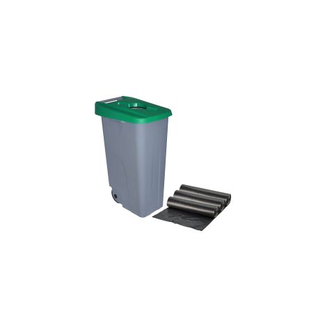 Contenedor Reciclo 110L abierto con 30 Bolsas de basura