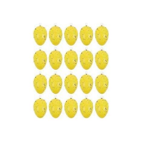 20 œufs de Pâques factices décoratifs, œufs mouchetés, accessoire photo (jaunes) (1/2)