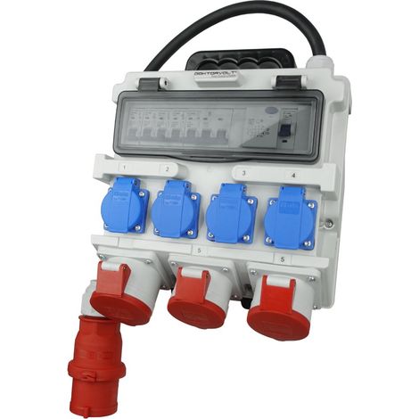 Tableau électrique de chantier TR-S/FI 32 A 2x16 A 4x230 V SKH Schuko Doktorvolt DV-7266-D (1/2)