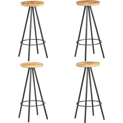 vidaXL Tabourets de bar lot de 4 bois de manguier brut (1/5)