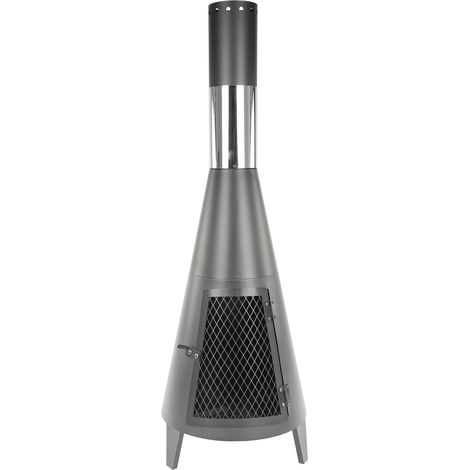 MaxxGarden Brasero Atlanta Ø40×119 cm - Chimenea de jardín - Chimenea de exterior - Estufa de jardín de leña - Negro (1/5)
