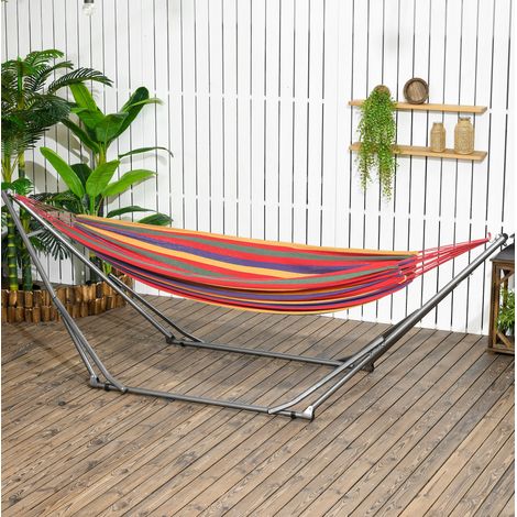 Support hamac pliable 2-en-1 acier noir HAVRYA (1/3)