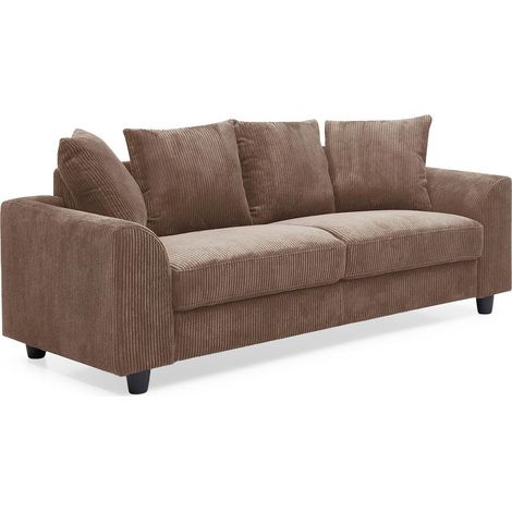 Canapé 3 Places en Velours Côtelé "Woodrow" 182cm Marron (1/5)