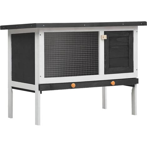 Kaninchenstall 1 Ebene Grau Holz