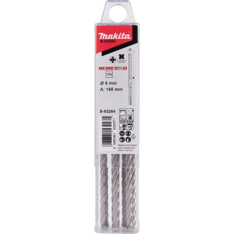 Makita HM Bohrer NEMESIS II Ø 6,0 mm, Länge 165 mm, SDS-plus, 10 Stk. (1/3)
