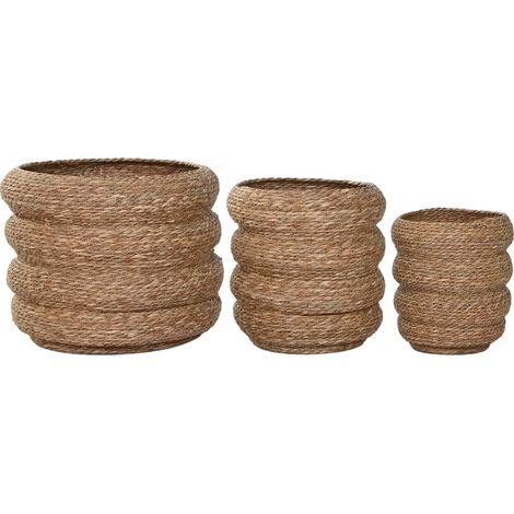 Macetero Set 3 Fibra Trenzada 42X42X39 Natural (1/4)