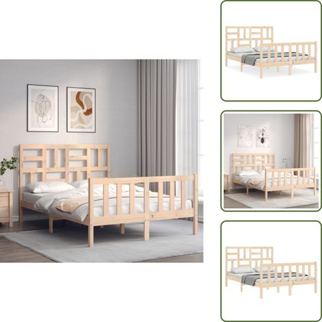 Massivholzbett ohne Matratze 140x200 cm Kiefernholz - Holzbett - Kiefernholzbett - Massives Holzbett - Lattenrostbettt - Doppelbett