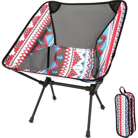 Silla de camping plegable con bolsa de transporte, portátil y ligera, ideal para exteriores, pesca, festivales y barbacoas (hasta 230 LB / 105 kg) (1/5)
