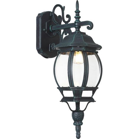 Lampione Vittoriano a Parete Lampada Applique Esterno Alluminio Verde Bronzo