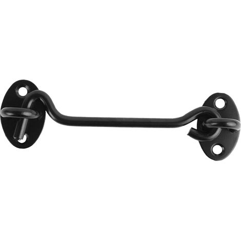 Latch À Crochet Et Œillet - Ferme-Porte Pour Portes Coulissantes Portes De Placard Portes De Jardin Portes De Grange - Noir 11 X 4 Cm (1/5)