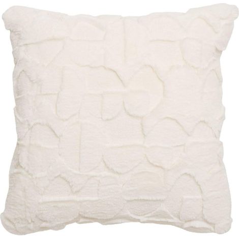 Coussin Imitation Fourrure "Nalia" 45x45cm Blanc (1/5)