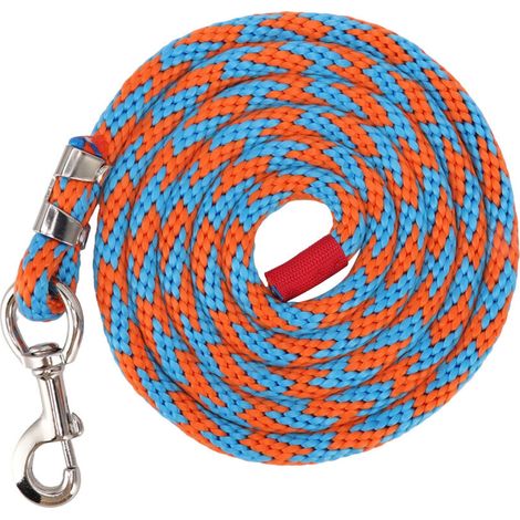 Cuerda trenzada versátil para guiar caballos o mascotas, con gancho grande y resistente de aleación, 3,96 metros de largo, color azul anaranjado-Crezuo.-Crezuo