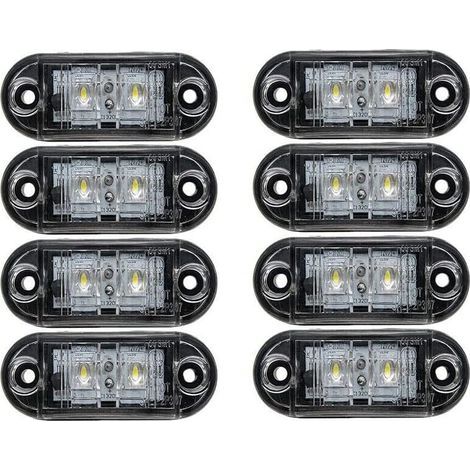 Seitenmarkierungsleuchten für Pkw, 8 Stück 12V/24V LED Universal-Signalleuchten für Lkw, Anhänger, Transporter, Wohnwagen, weiß (1/2)