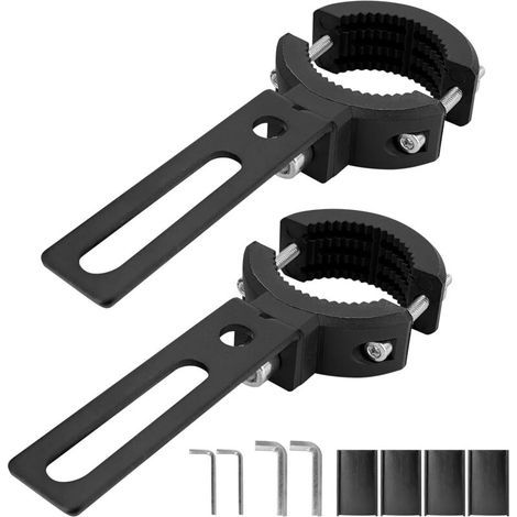 Support de phare moto réglable Ø20–38 mm – Lot de 2 supports universels pour phares moto, Fixations en aluminium ajustables à 360° pour guidon, fourche et pare‑chocs, adaptées pour feux antibrouillard (1/5)