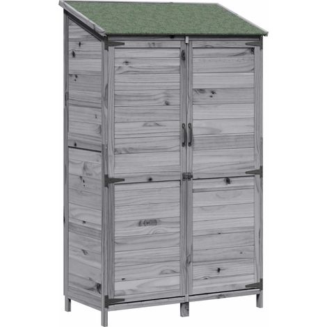 Garden Shed with Roof Grey 106.5 x 56 x 176 cm Solid Fir Wood vidaXL