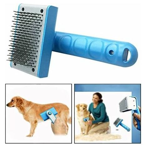 Dog Grooming Brush, Cat Dog Dehumidifying Tool - Round Point Needle for Removing Coils and Loose Fur, Blue (1/5)